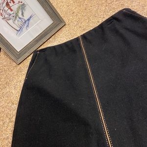 J. Crew Black and Tan Wool Blend Skirt 10 Unfinished Outer Bottom Hem